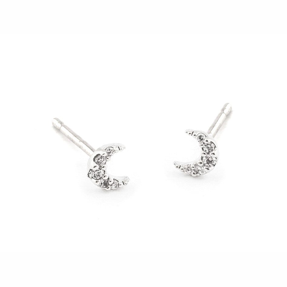 Mini Pave Moon Earrings